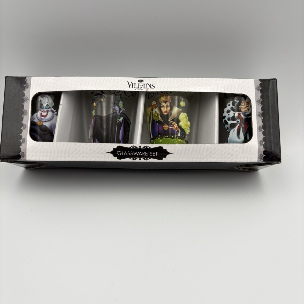 Disney Female Villains Mini Glass Set (4-Piece set), 1 oz. Each NIB